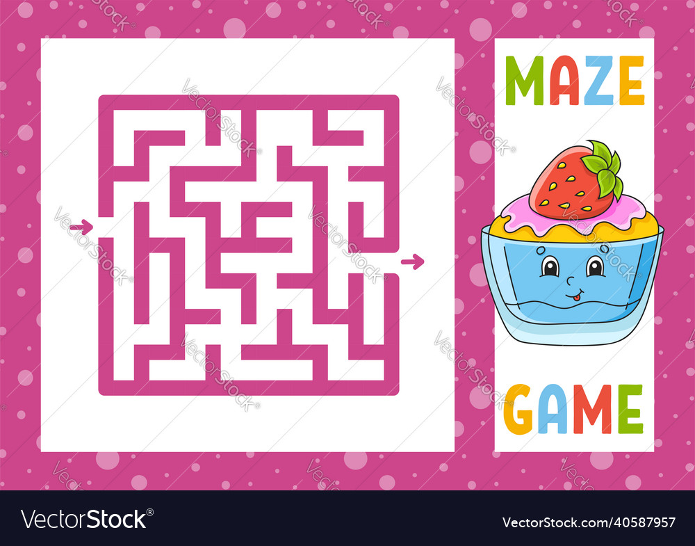 Square maze game for kids puzzle children vector image Square maze game for kids puzzle children