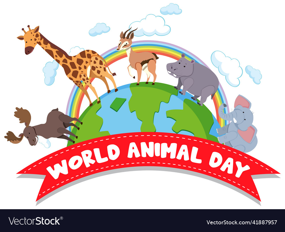 World animal day logo banner with wild animals Vector Image