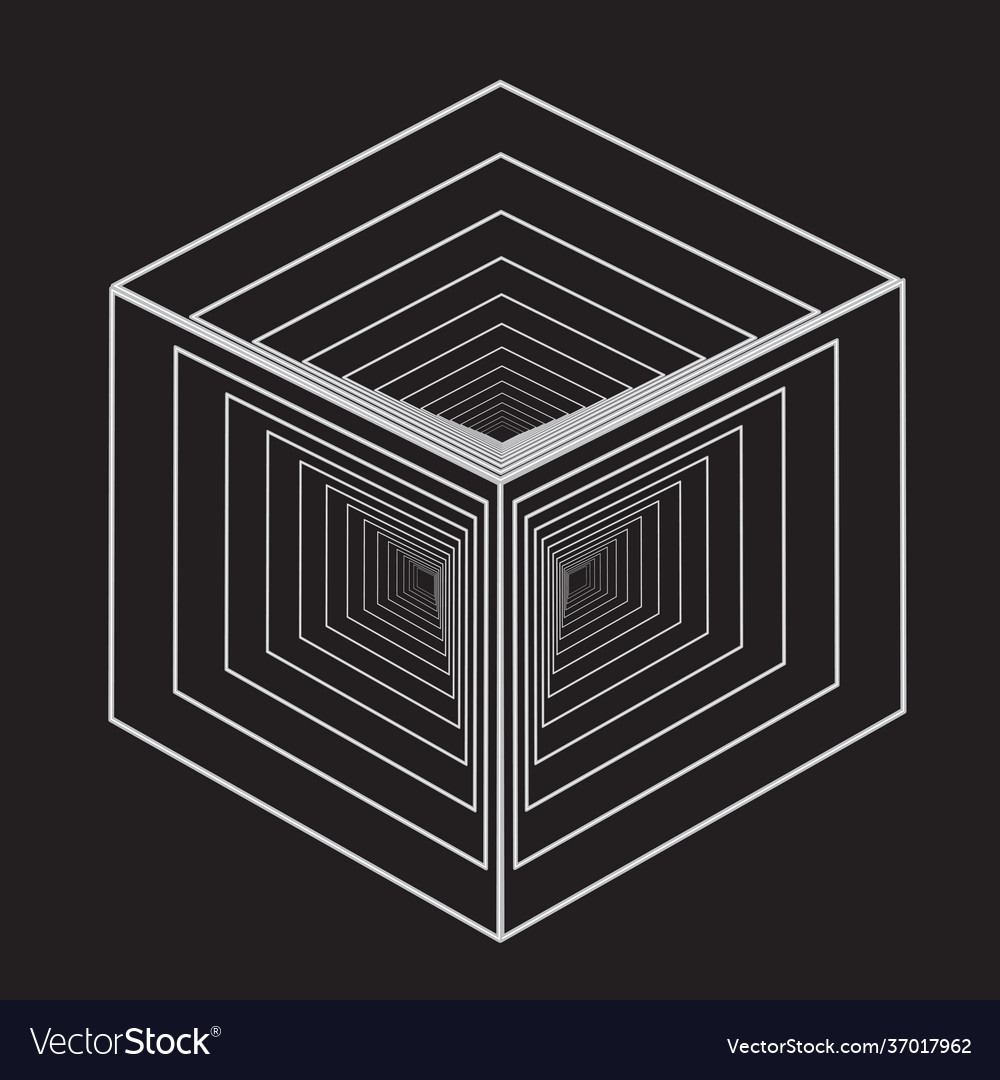 3d isometric image outlines nested cubes vector image 3d isometric image outlines nested cubes