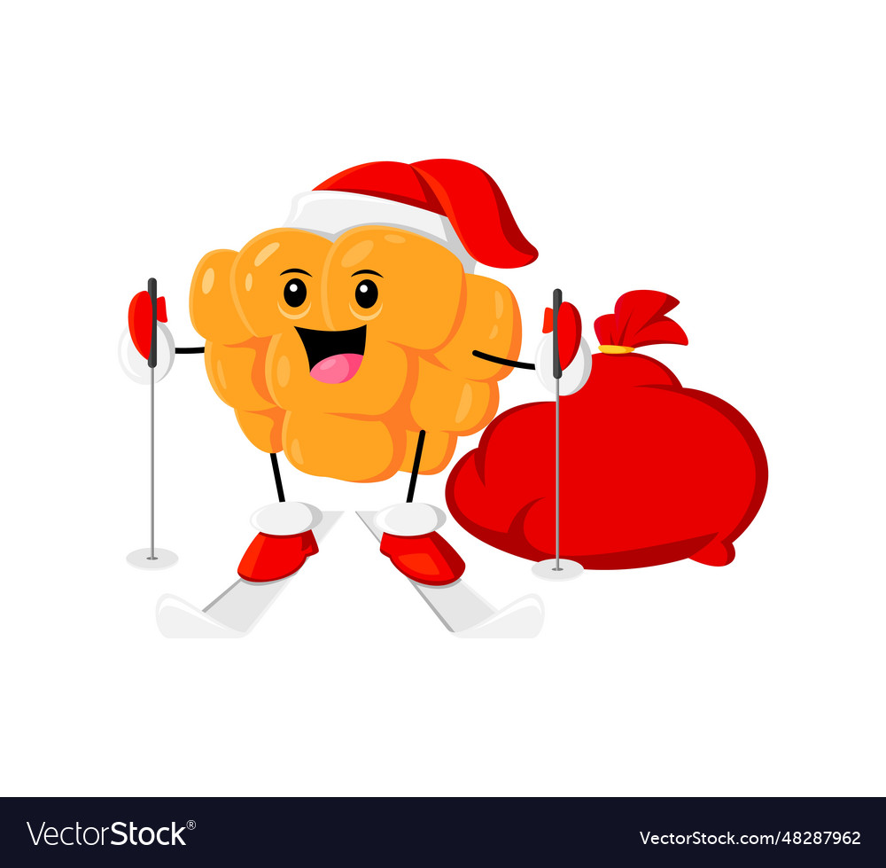 Cartoon christmas holiday cloudberry berry santa vector image Cartoon christmas holiday cloudberry berry santa