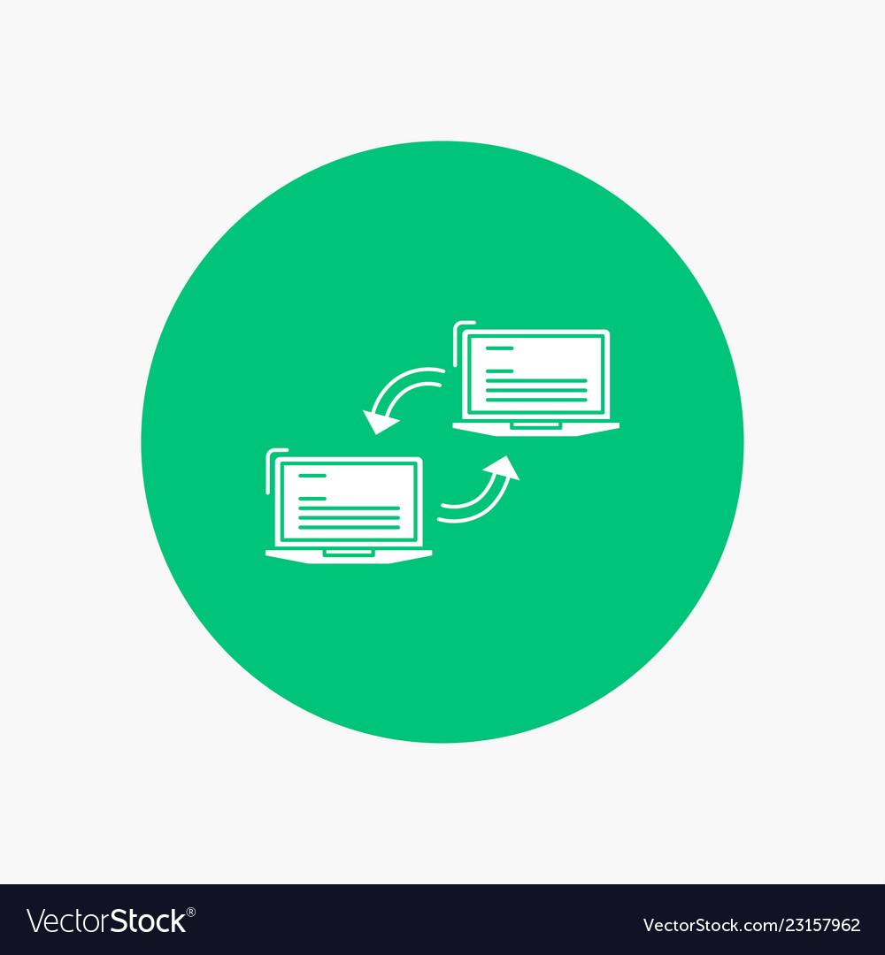 Computer connection link network sync white glyph vector image Computer connection link network sync white glyph