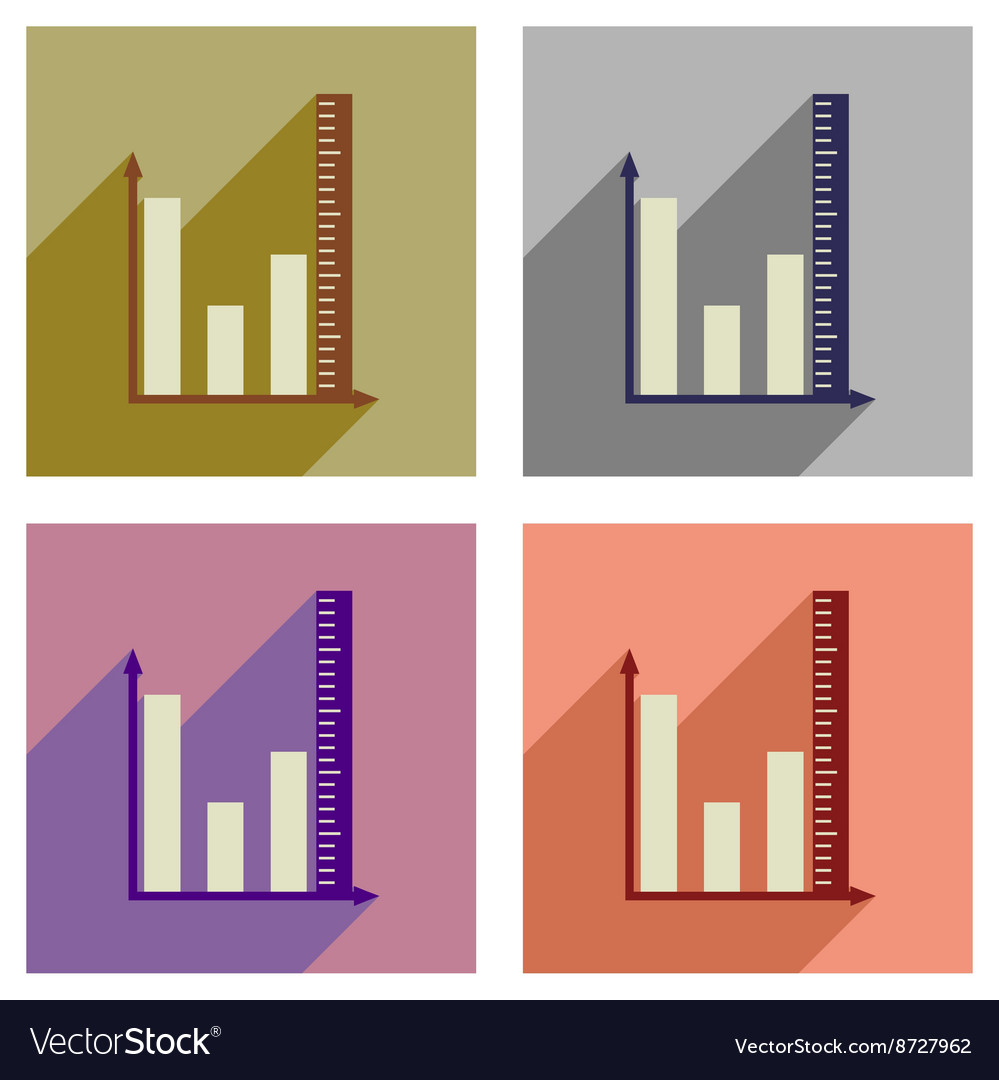 Concept of flat icons with long shadow graph