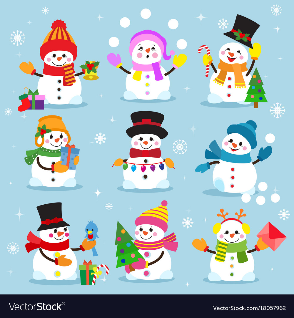 Cute Snowmen Winter Holiday Cartoon