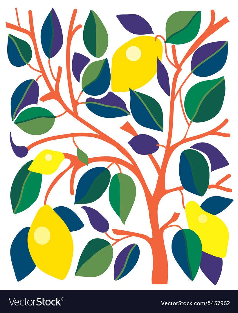 Decorative card with lemons and leaves