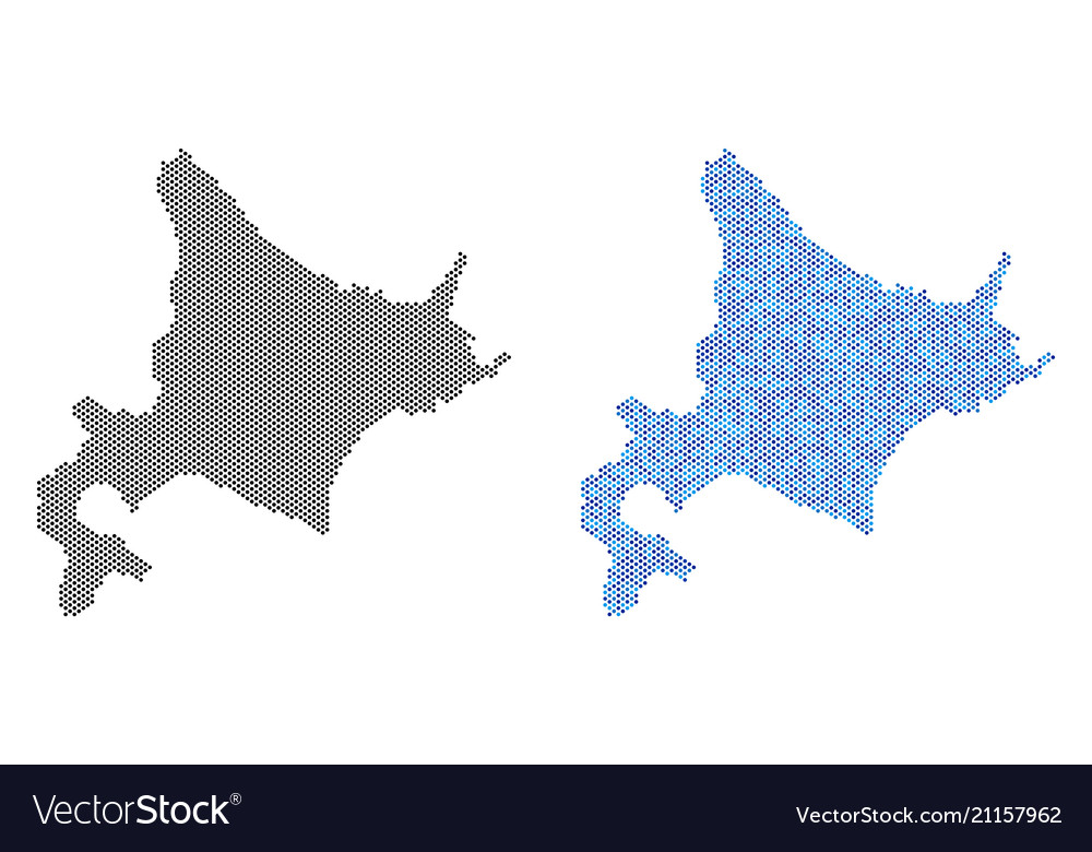 Dotted hokkaido island map abstractions