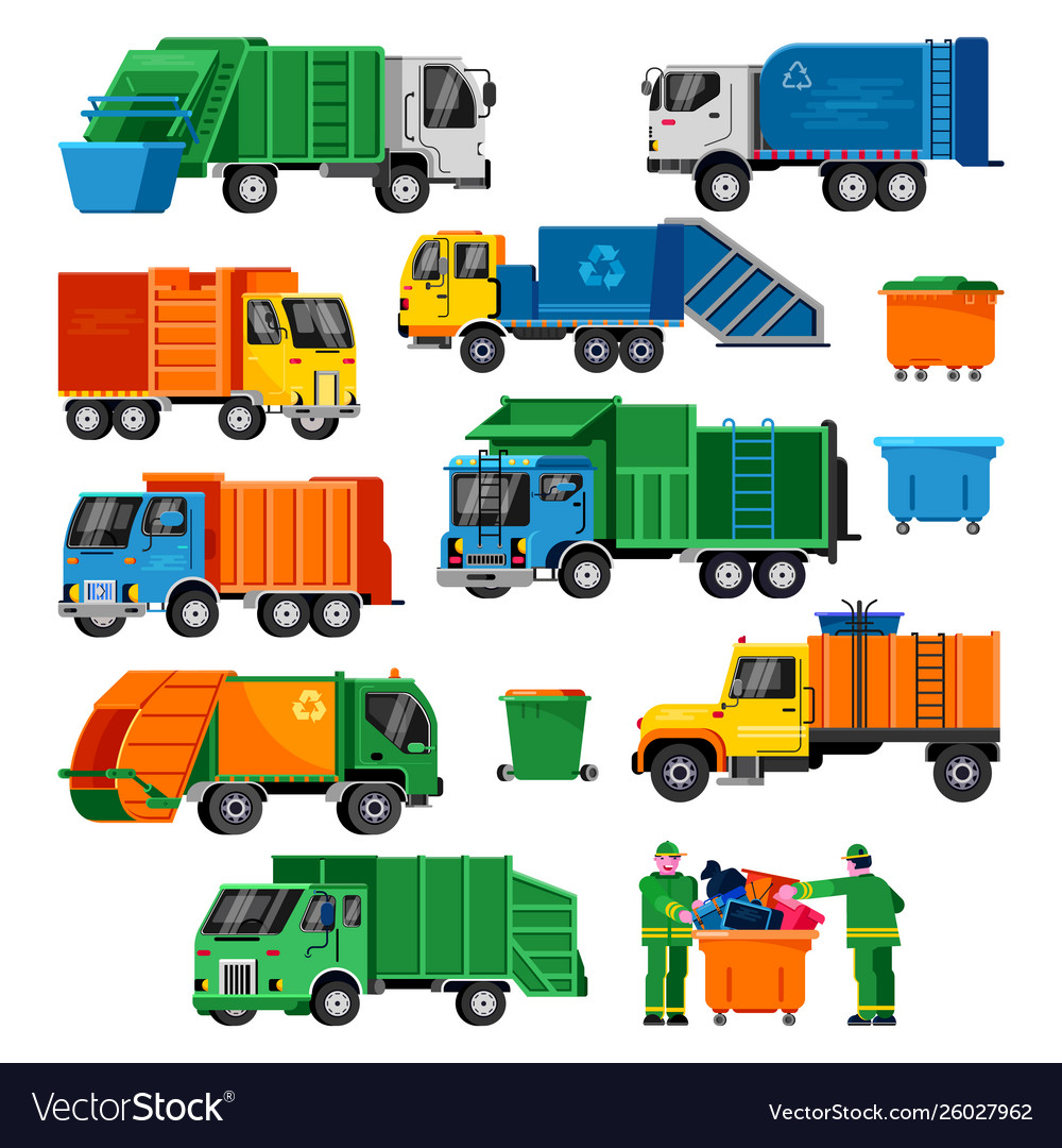 Garbage truck trash vehicle transportation Vector Image