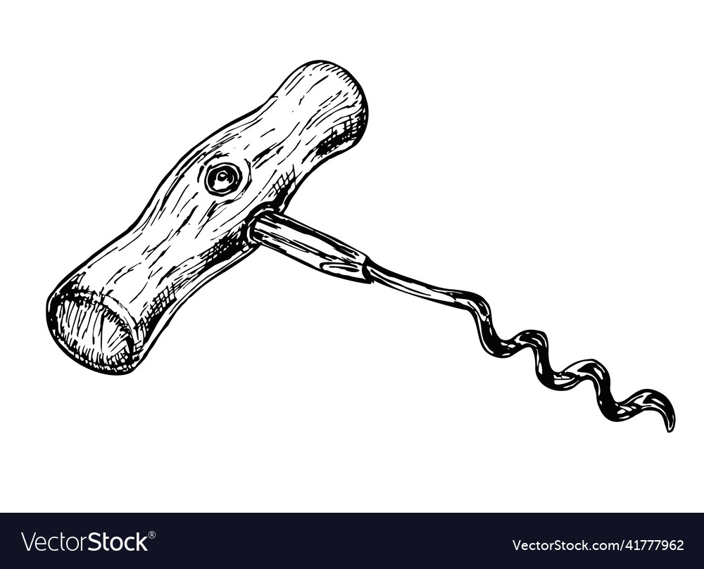 Hand drawn corkscrew in sketch style