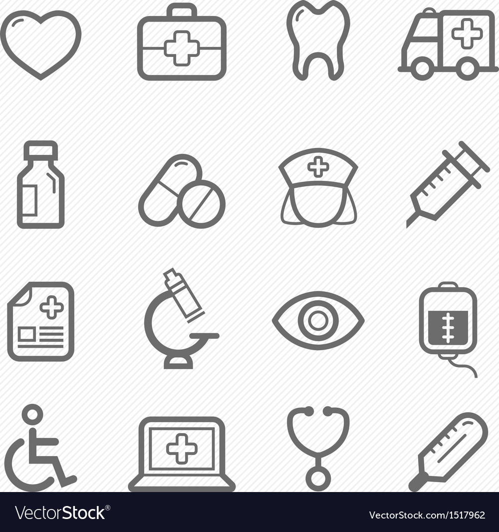 Healthy and medical symbol line icon set