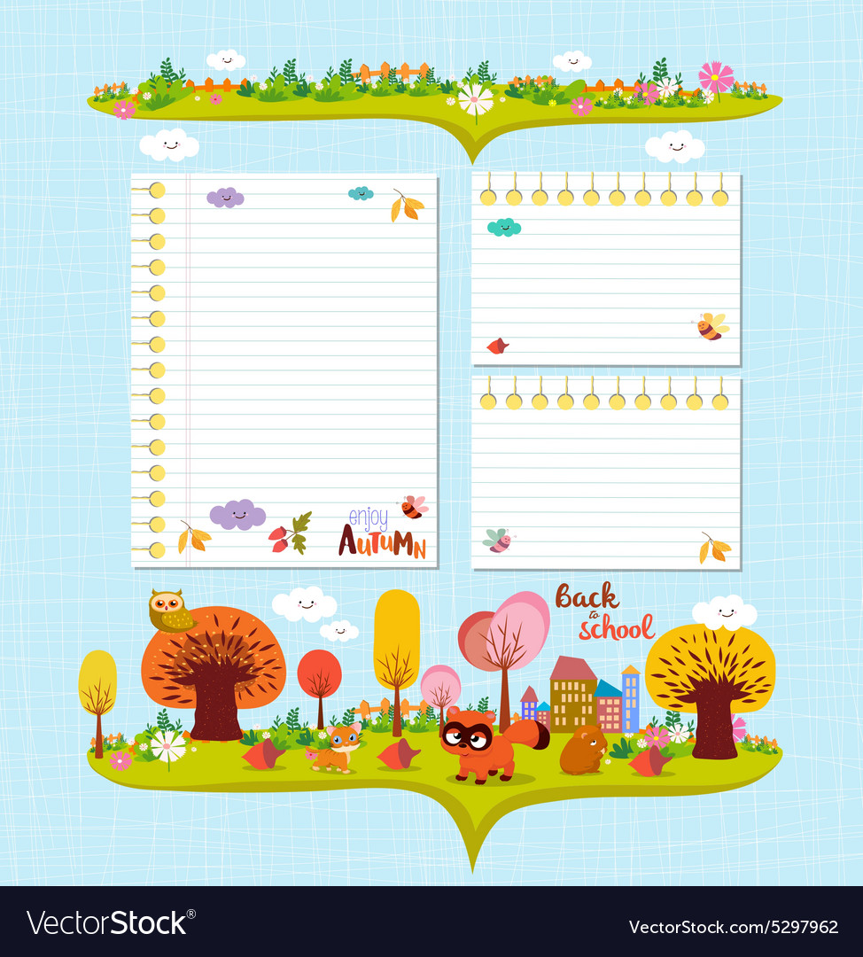 Hello autumn design elements for notebook note