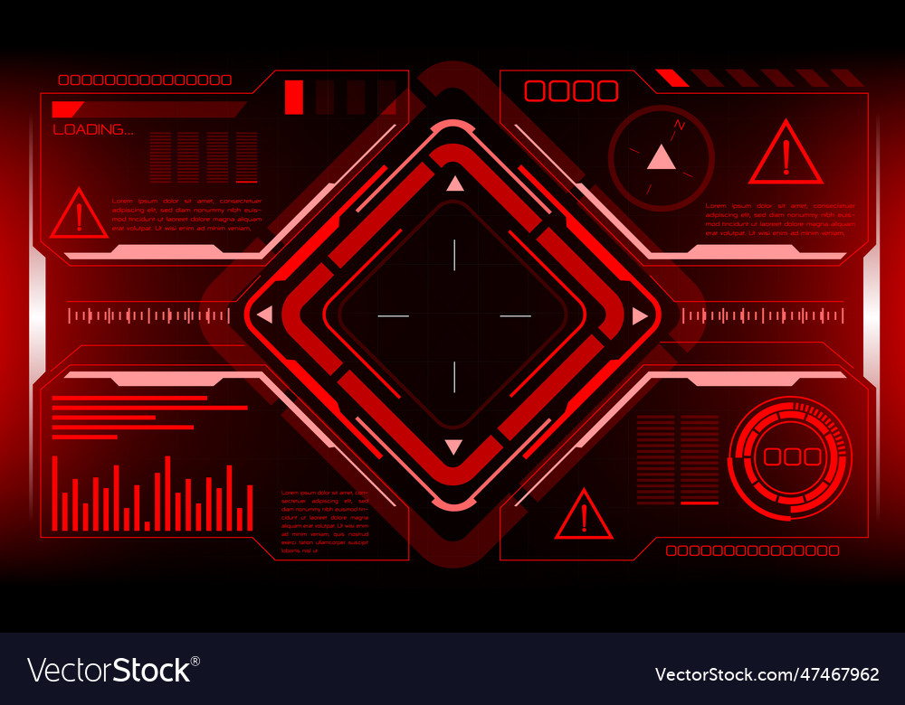 Hud sci-fi interface screen danger warning view vector image Hud sci-fi interface screen danger warning view