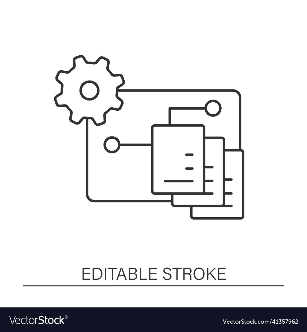 Implementing business automation line icon vector image Implementing business automation line icon