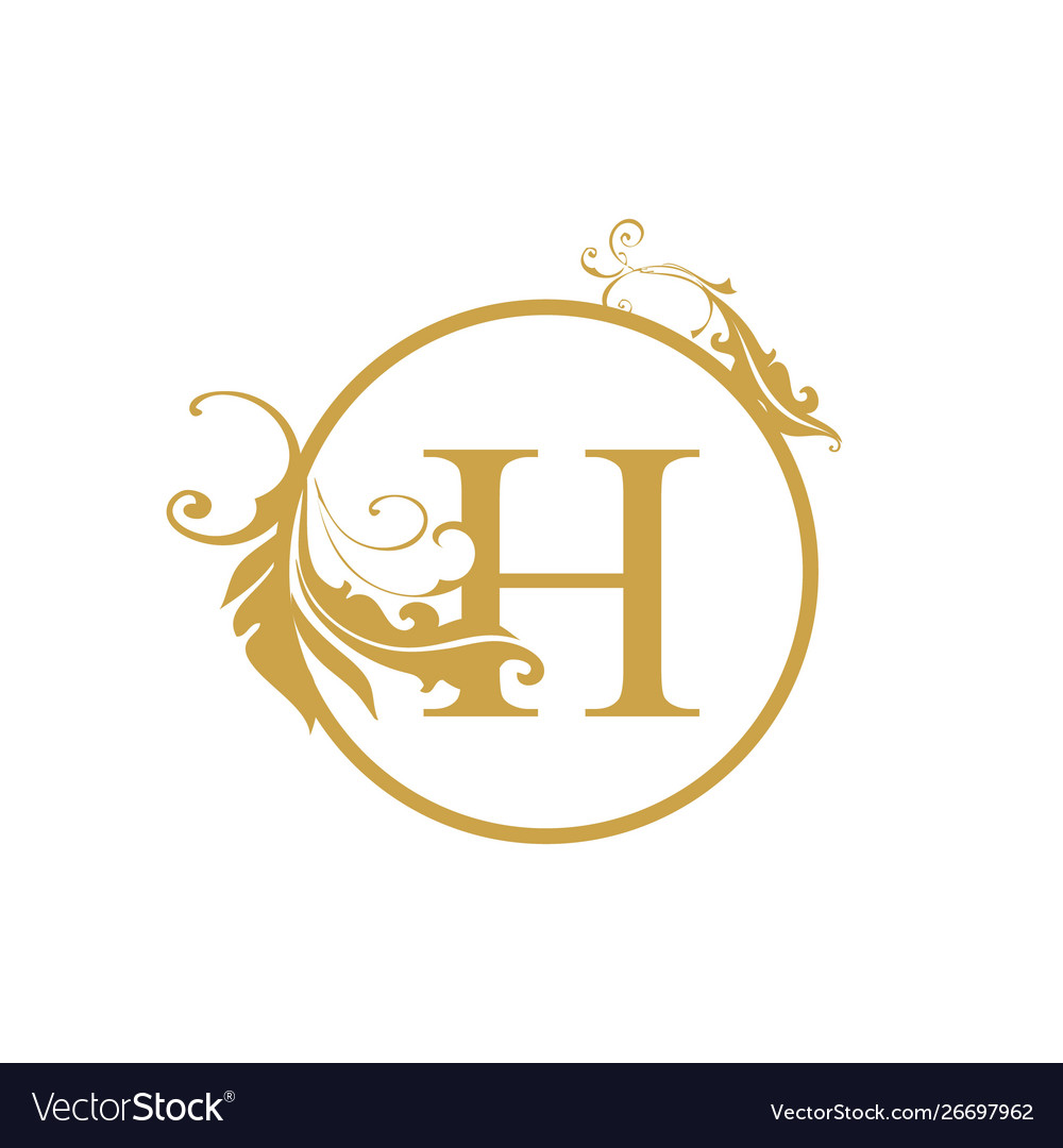 Initial h letter luxury beauty flourishes Vector Image