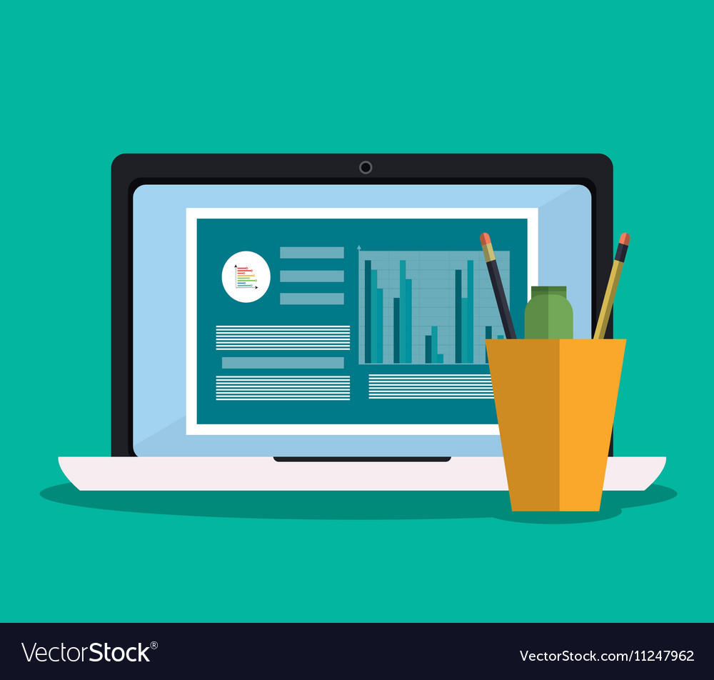 Laptop office and business design Royalty Free Vector Image