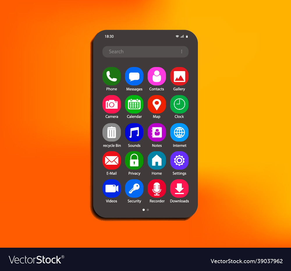 Mobile apps and web icon on smartphone screen Vector Image Mobile apps and web icon on smartphone screen