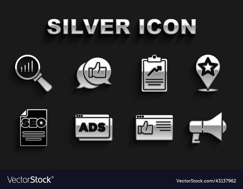 Set advertising map pointer with star megaphone vector image Set advertising map pointer with star megaphone