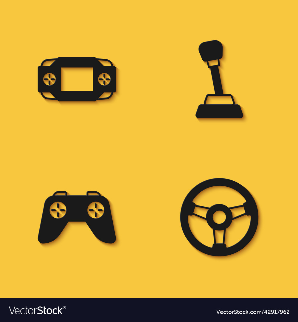 Set portable video game console racing simulator vector image Set portable video game console racing simulator