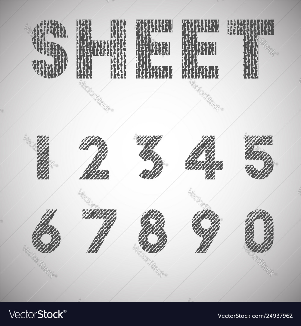 Sheet texturized font vector image Sheet texturized font