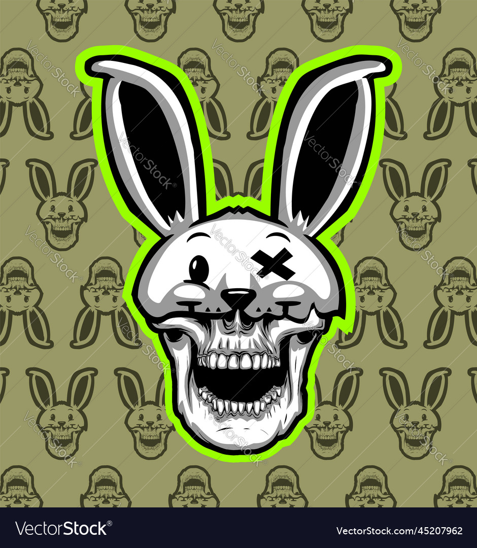 Skull disguised as a bunny doll Royalty Free Vector Image