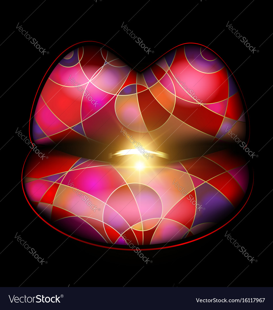 Abstract colored lips and golden ring