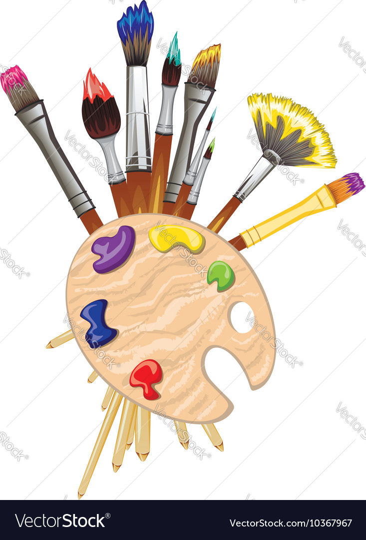 Brushes And Palette2 Royalty Free Vector Image