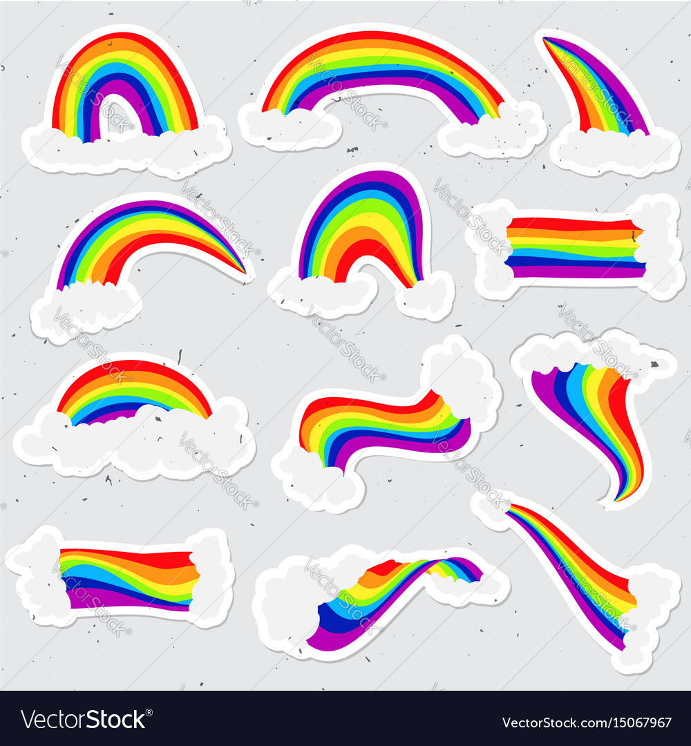 Cute rainbow sticker set cartoon