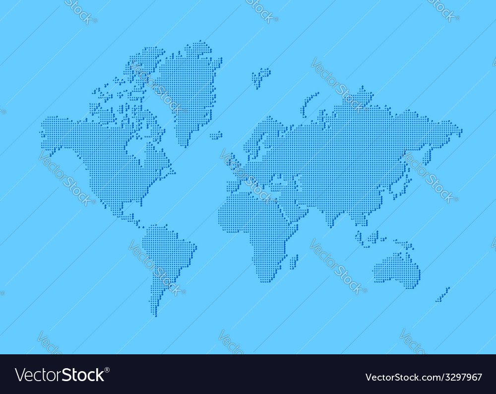 Dotted world map made of rounded rectangles