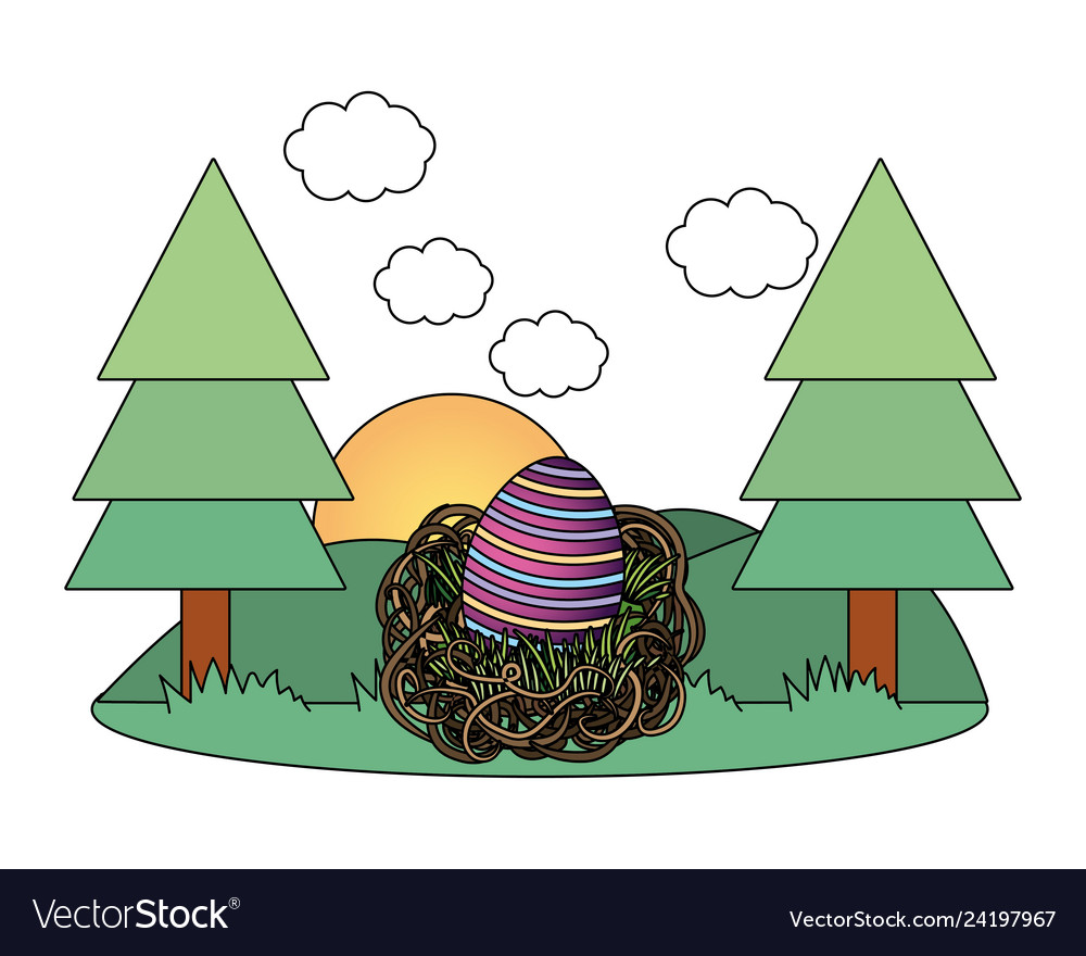 Easter eggs in a nest