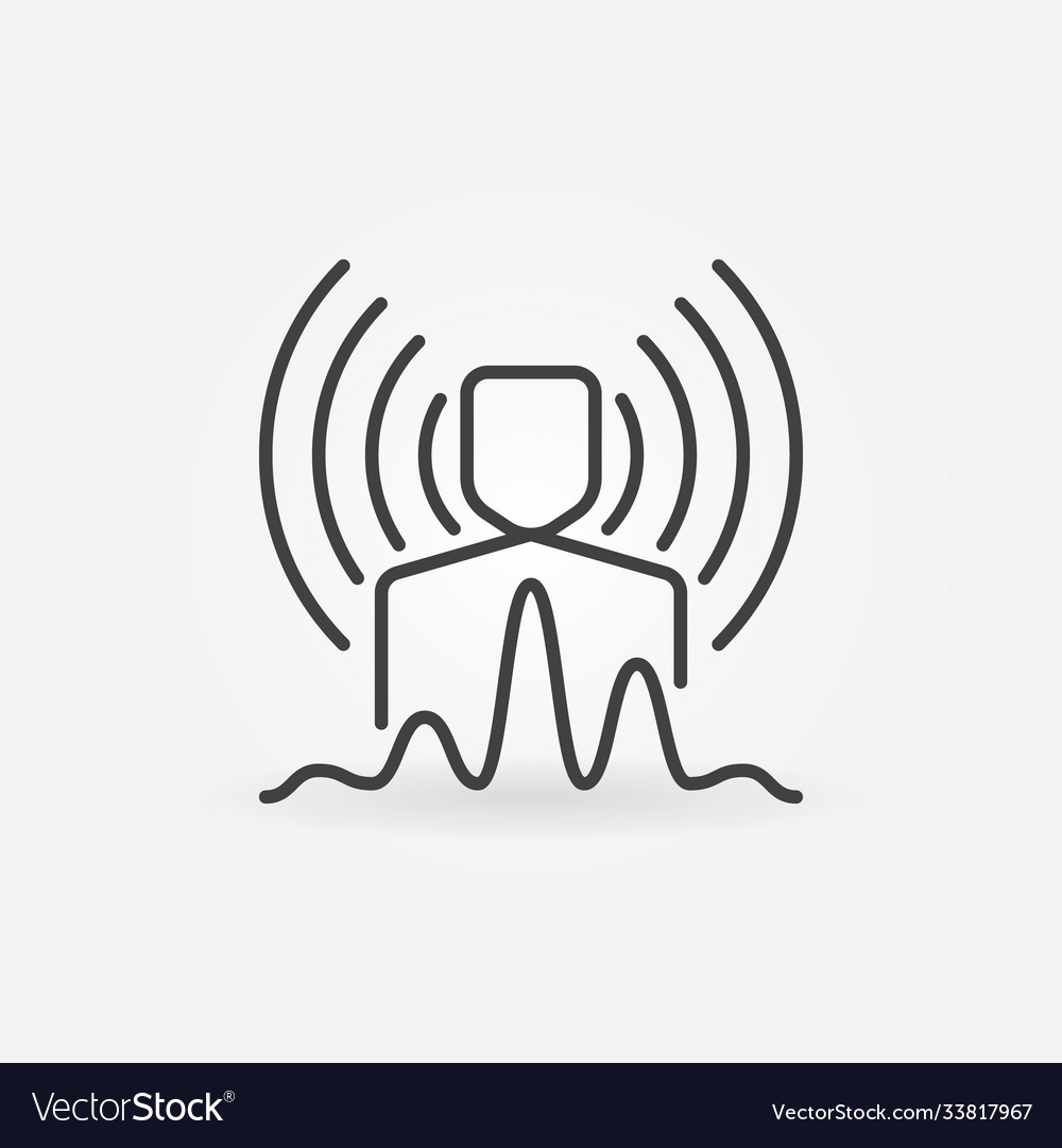 Man with sound wave concept line icon vector image Man with sound wave concept line icon
