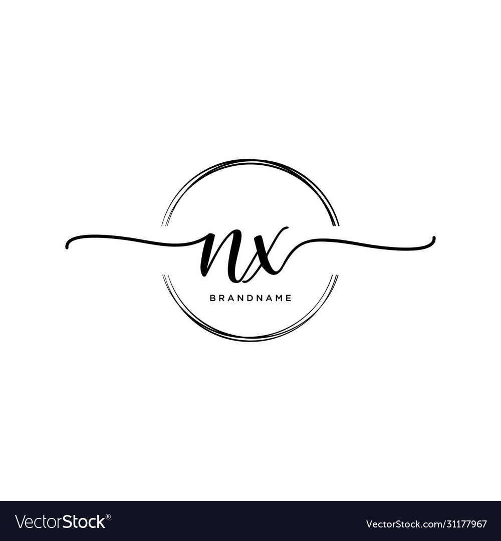 Nx initial handwriting logo with circle template