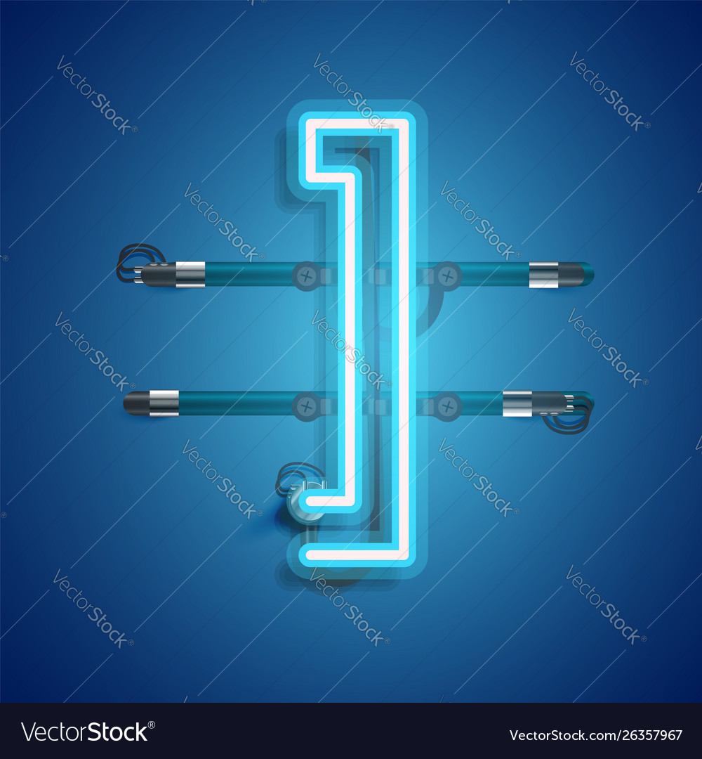Realistic neon character with wires and console