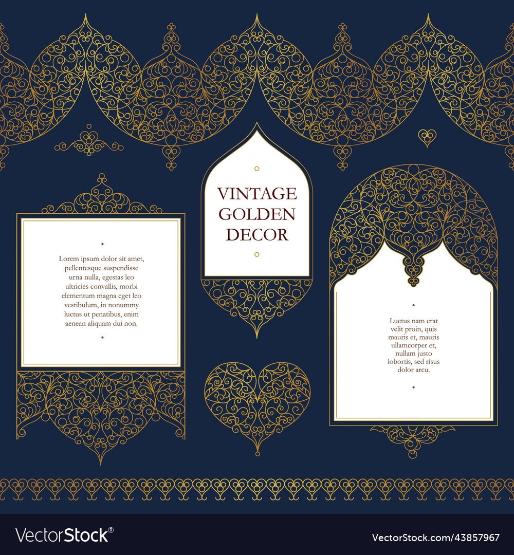 Set of line art frames borders vignette vector image Set of line art frames borders vignette