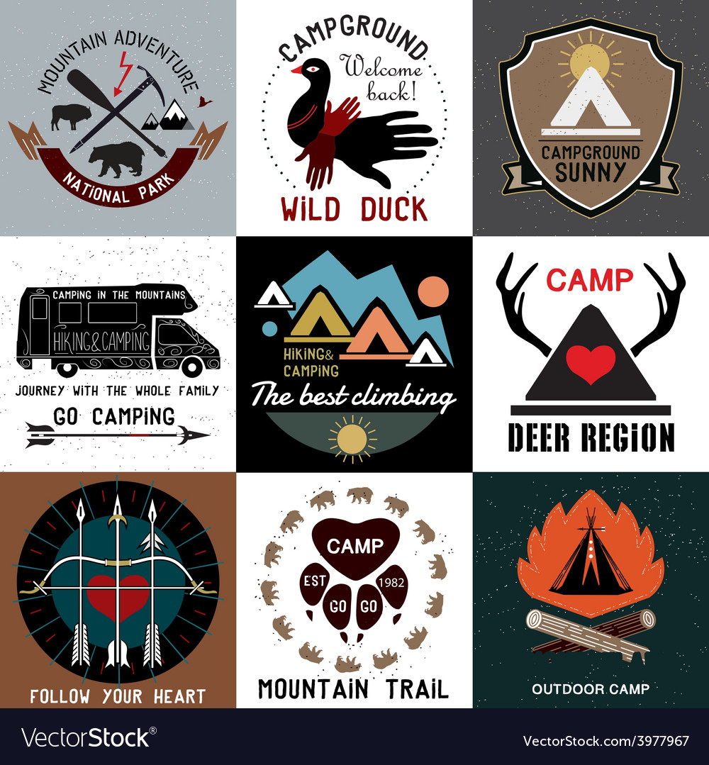 symbols-of-the-national-park-and-open-camp-vector-image