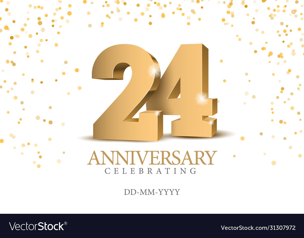 Number 24 Interlocked Gold 3d Illustration Stock Illustration