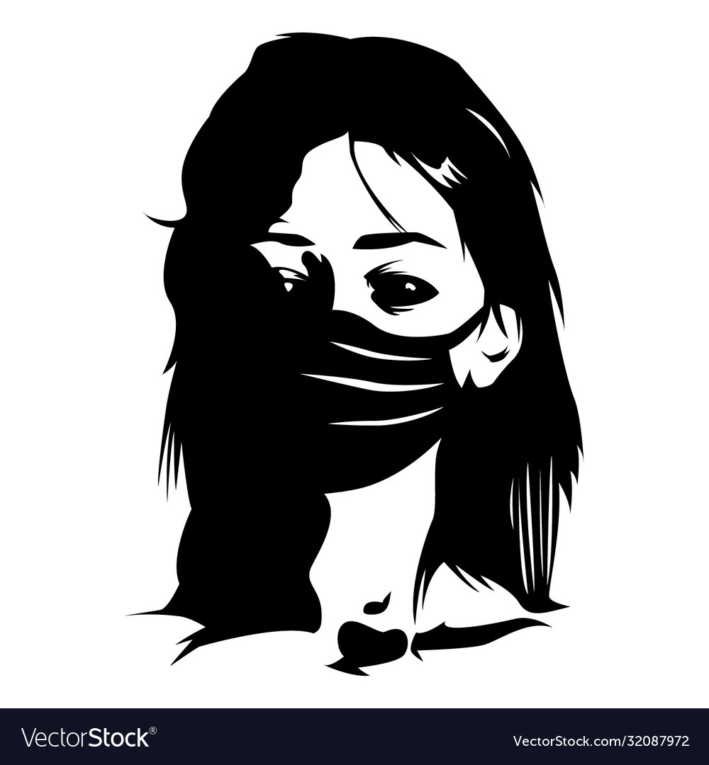 Black and white image a sad woman Royalty Free Vector Image