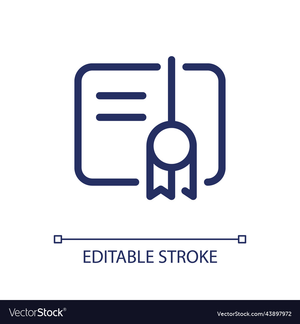 Certificate pixel perfect linear ui icon Vector Image Certificate pixel perfect linear ui icon