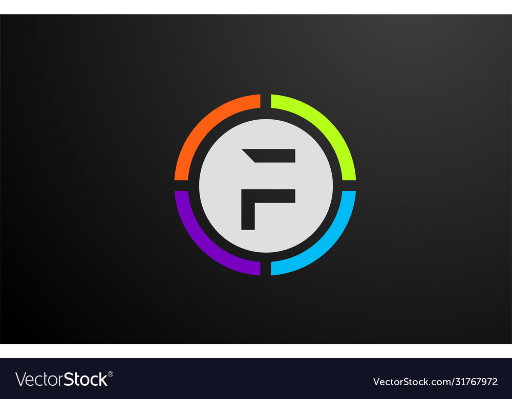 Colored f alphabet letter logo icon design Vector Image