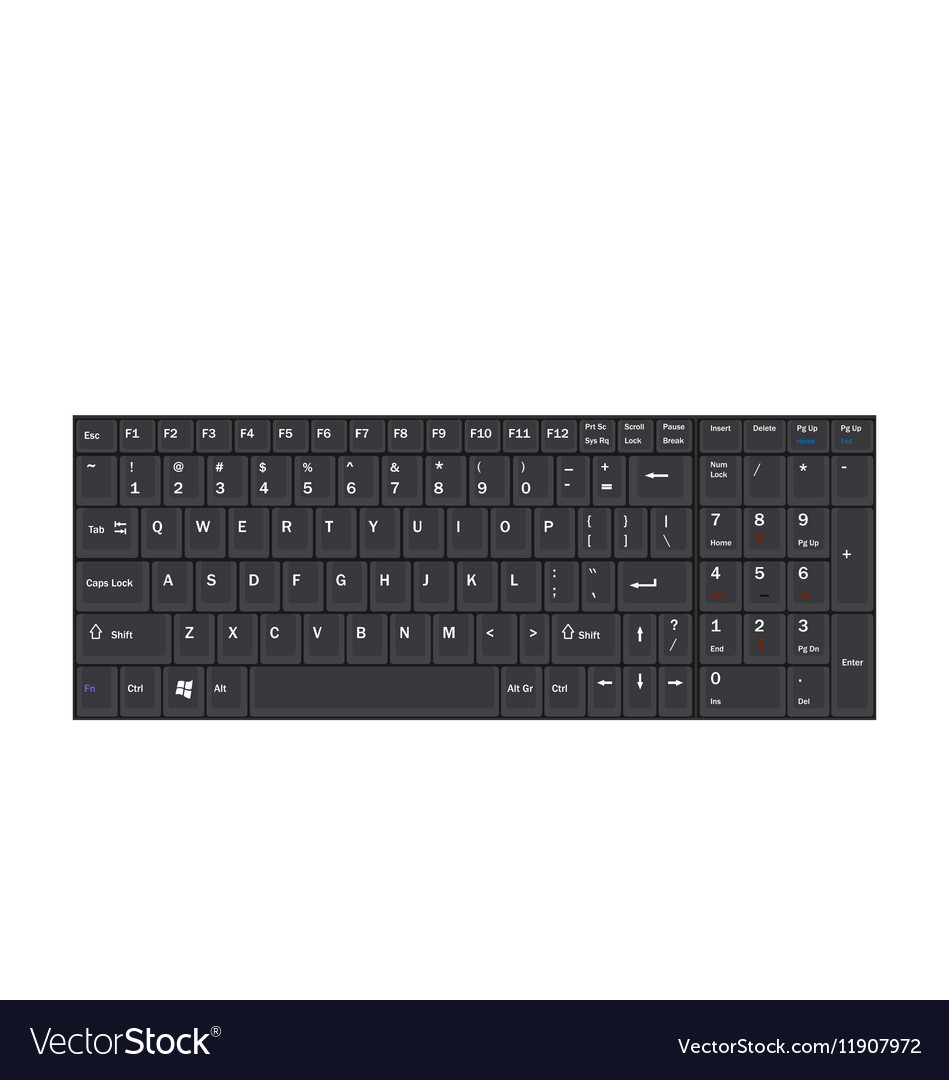 Computer realistic black keyboard isolated