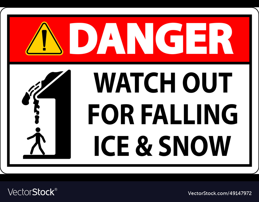 Danger sign watch out for falling ice and snow Vector Image