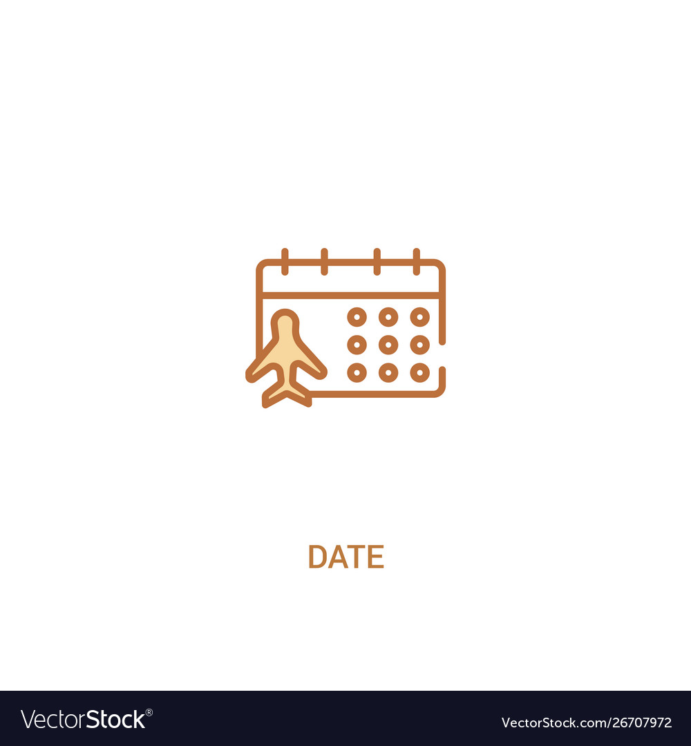 Date concept 2 colored icon simple line element vector image Date concept 2 colored icon simple line element