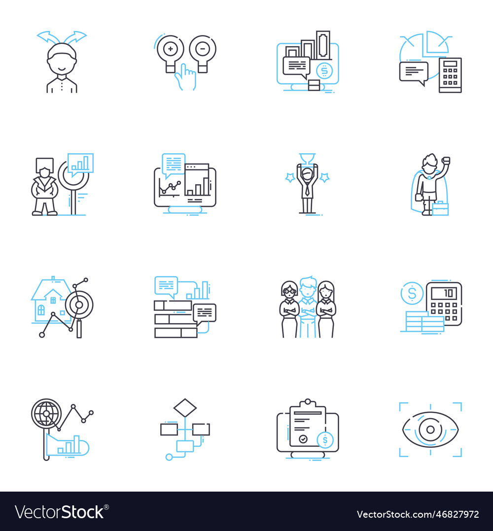 Figures and diagrams linear icons set graphs