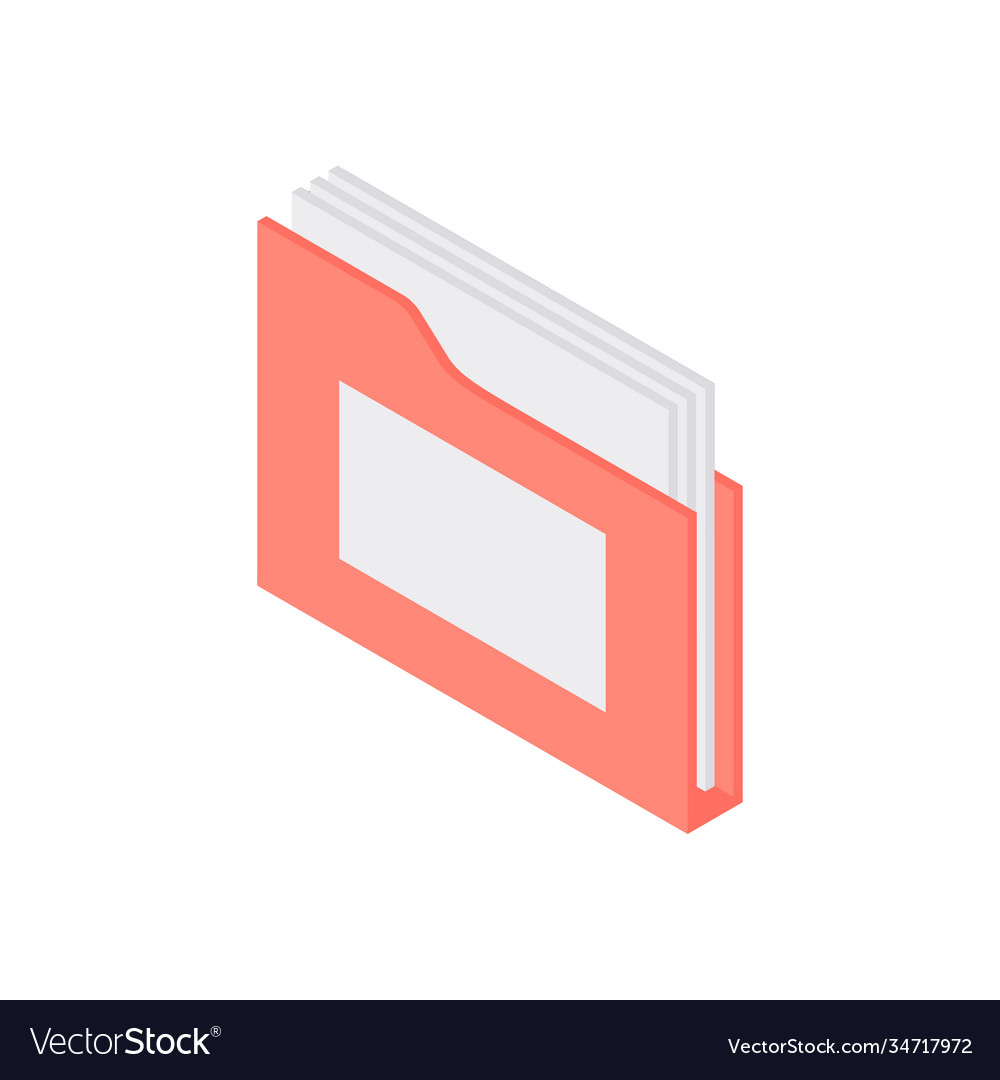 File folder with documentation isometric icon red vector image File folder with documentation isometric icon red
