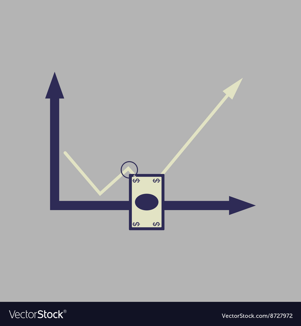 Flat web icon on stylish background money graph