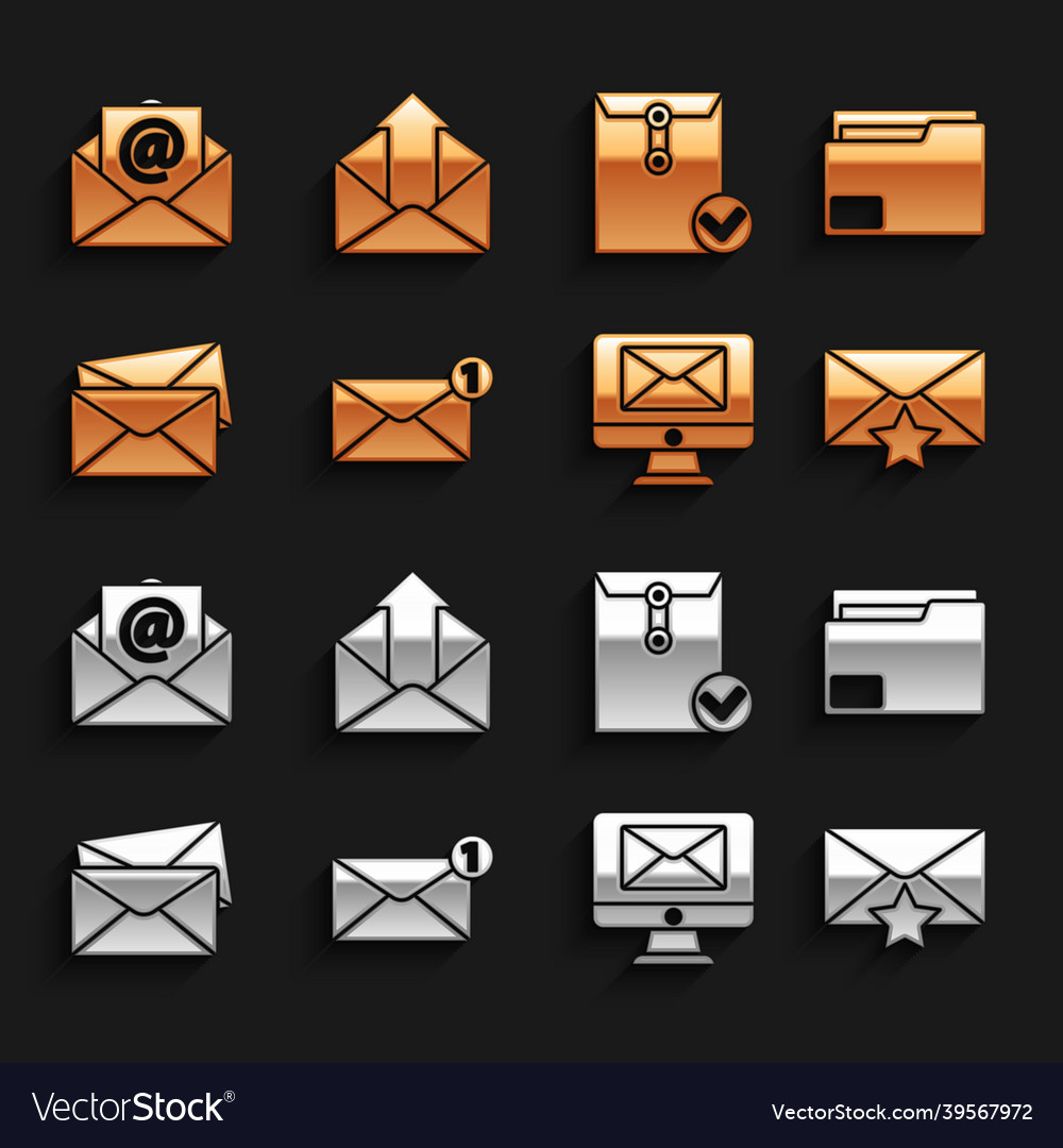 Set envelope document folder with star monitor vector image Set envelope document folder with star monitor
