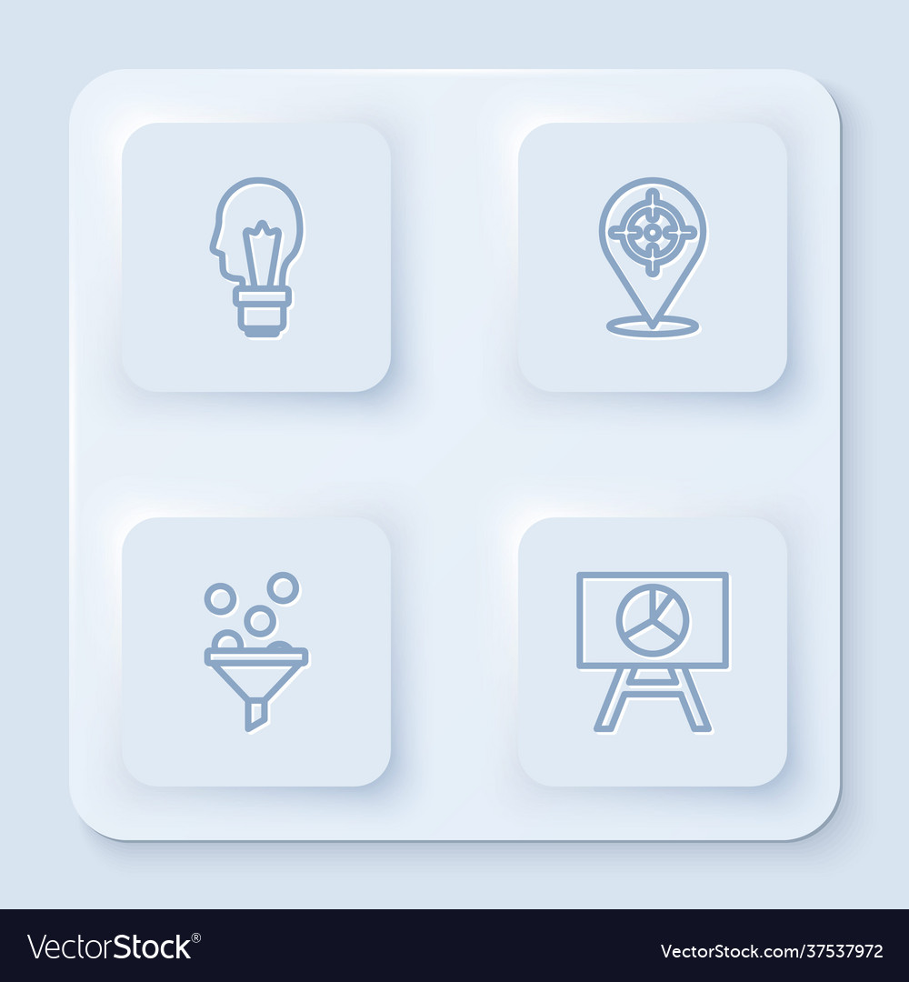 Set line light bulb with concept idea target vector image Set line light bulb with concept idea target