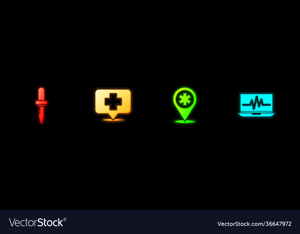 Set pipette map pointer with cross hospital vector image Set pipette map pointer with cross hospital