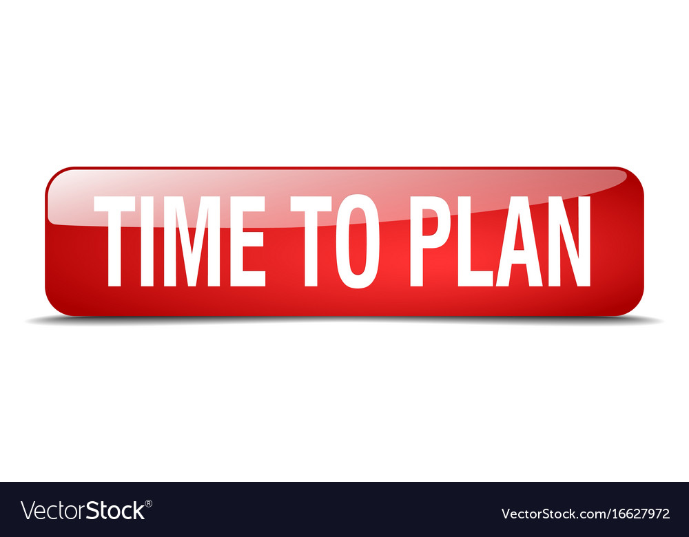 Time to plan red square 3d realistic isolated web