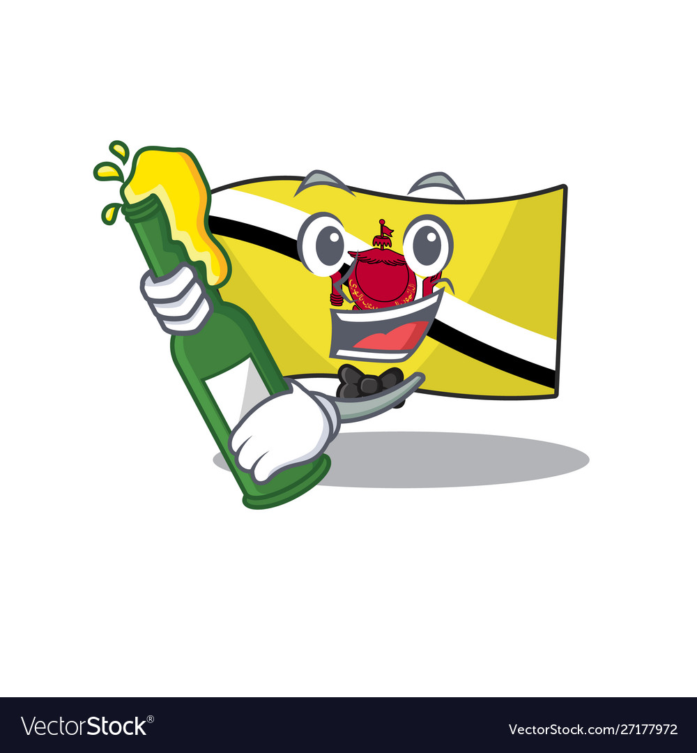 With beer flag brunei darussalam Royalty Free Vector Image