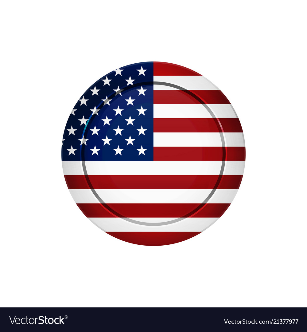 American flag on the round button Royalty Free Vector Image