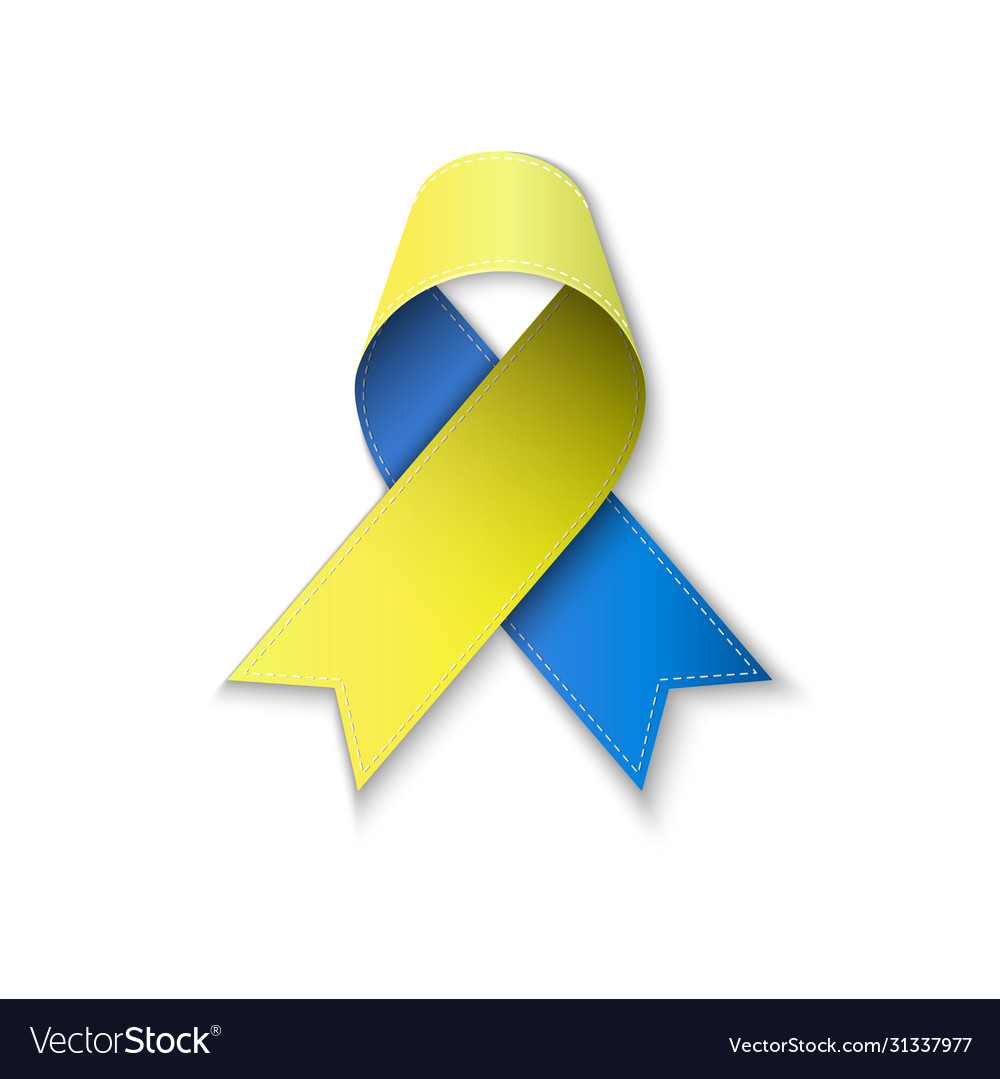 Blue and yellow ribbon low poly Royalty Free Vector Image