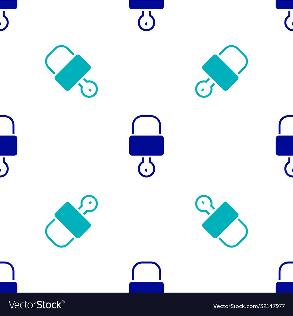 Blue lock and key icon isolated seamless pattern Vector Image Blue lock and key icon isolated seamless pattern